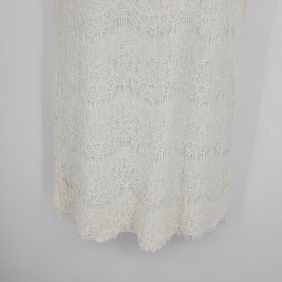 Lulus Take Me to Brunch Ivory Lace Short Sleeved Boho Shift Dress Medium - Picture 9 of 11